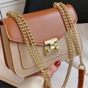 Elegant Tan and Cream Women's Mini Bag